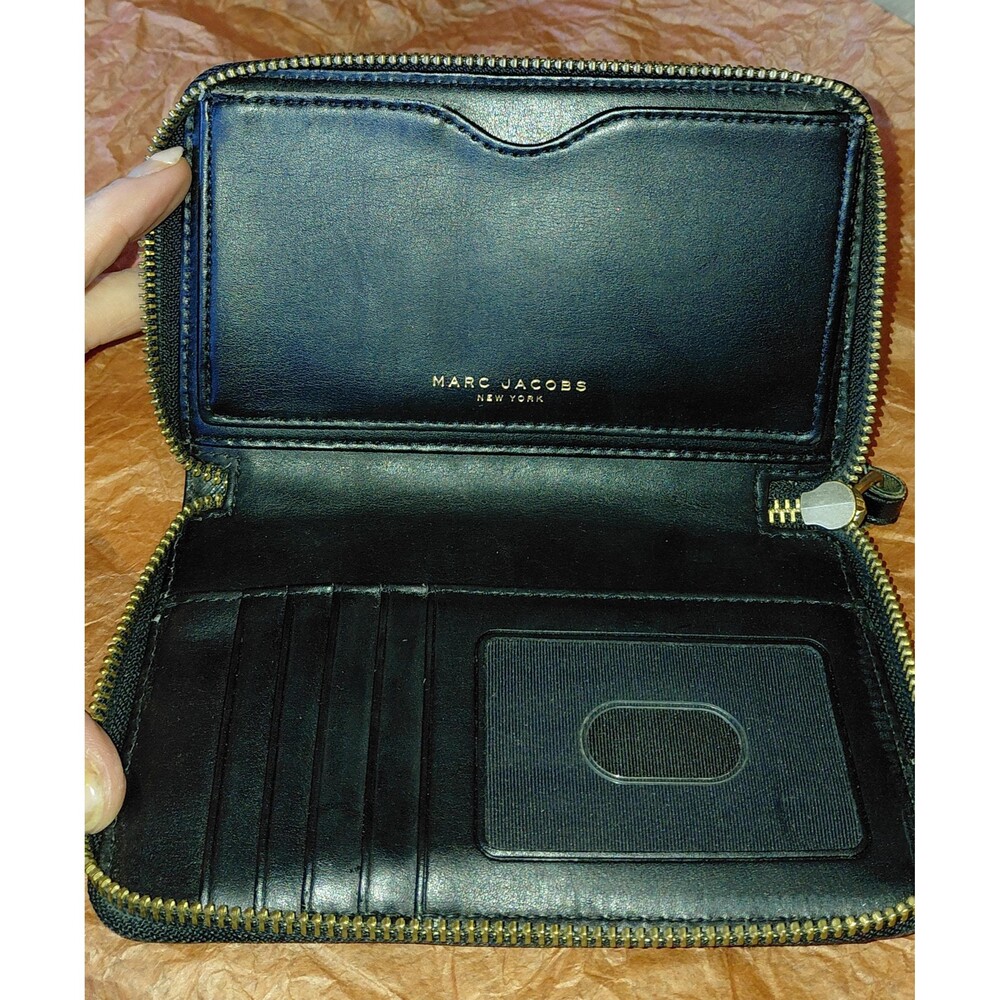 New  Marc jacobs NY black Saffiano pebbled leather wristlet wallet, Giftable - Picture 5 of 8